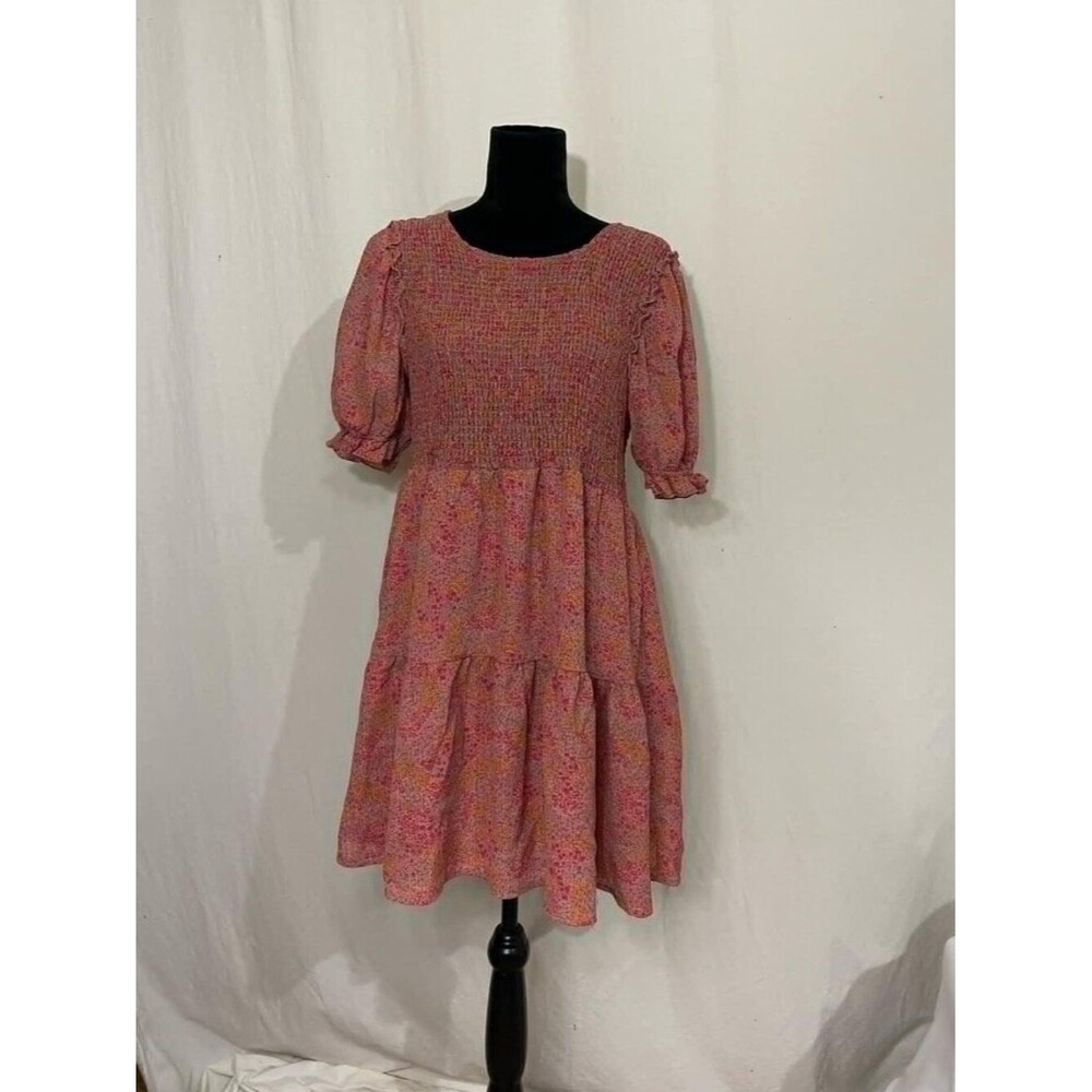 wild fable Pink Floral Smocked Midi Dress